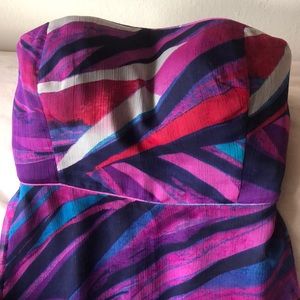 Sleek silk strapless dress